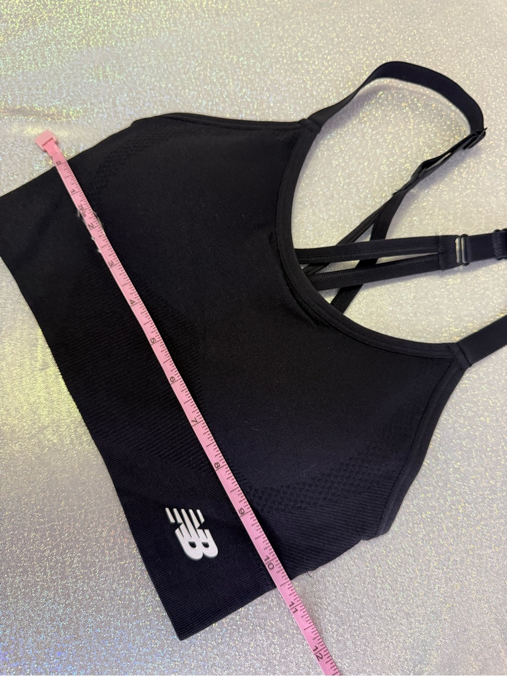New Balance Black Crisscross Strappy Sports Bra - Picture 8 of 9